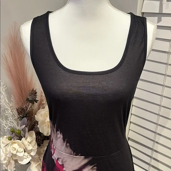 Black and Pink Tie-Dye Maxi Dress With Strappy Back - Picture 2 of 7